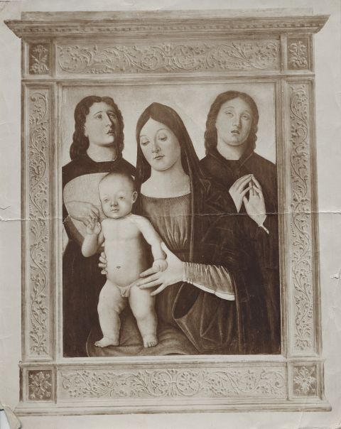 Anonimo — Anonimo emiliano - sec. XV - Madonna con Bambino e santi (?) — insieme